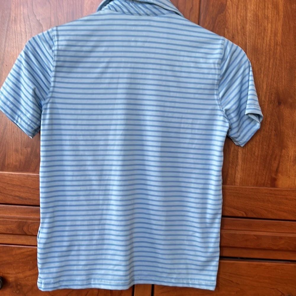 Light blue striped Tommy Bahama active polo